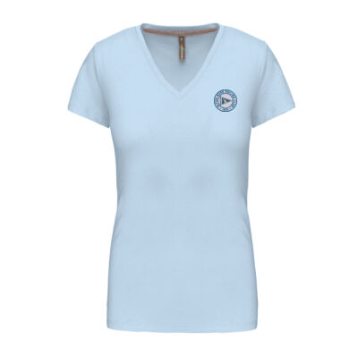Ladies V-Neck T-Shirt - Option 1 (Logo and Flag Design) Thumbnail